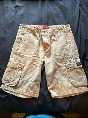 GUESS Men's Dark Tan Cargo Shorts